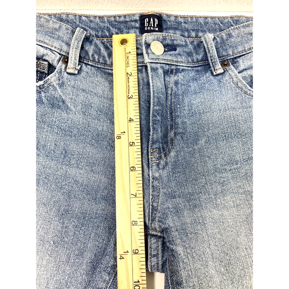 Gap Girlfriend Jeans Womens Size 25 Patches Light Wash Denim Distress Raw Hem - Picture 6 of 12